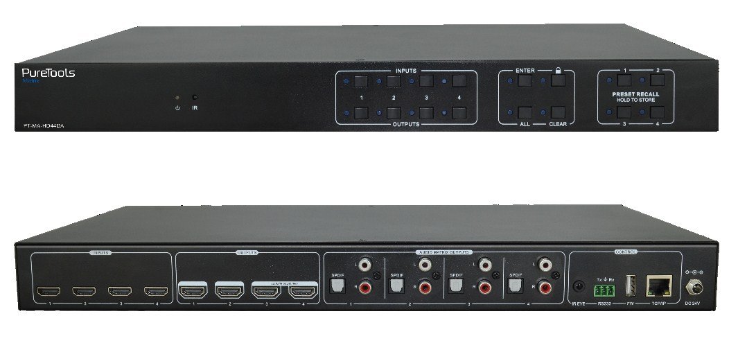 Матричный коммутатор Purelink PT-MA-HD44DA PureTools - HDMI 2.0 Matrix 4x4, 4K (60Hz 4:4:4)