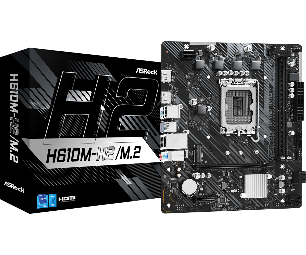Материнская плата ASRock H610M-H2/M.2 LGA1700 2xDDR4 4xSATA 1xUM.2 2xHDMI mATX