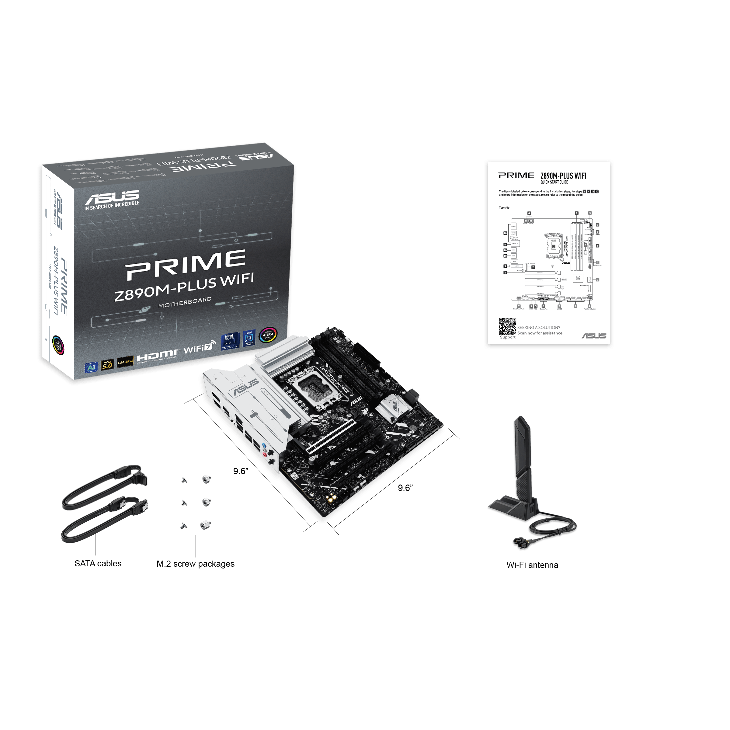 Материнская плата ASUS PRIME Z890M-PLUS WIFI, LGA1851 4xDDR5 6xSATA3 3xM.2 HDMI DP USB-C mATX