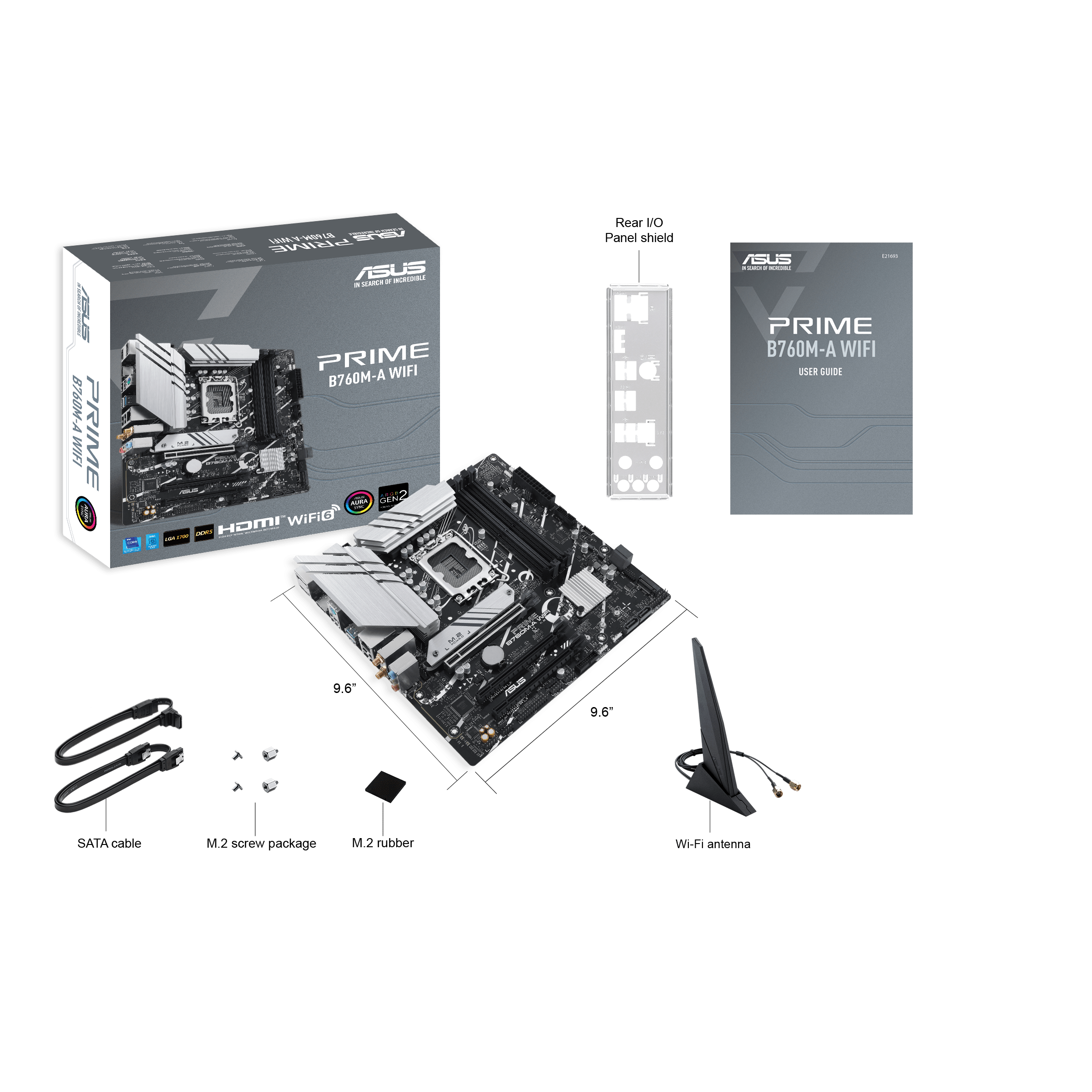 Материнская плата ASUS PRIME B760M-A WIFI, LGA1700 4xDDR5 4xSATA3 2xM.2 RAID 2xHDMI DP mATX