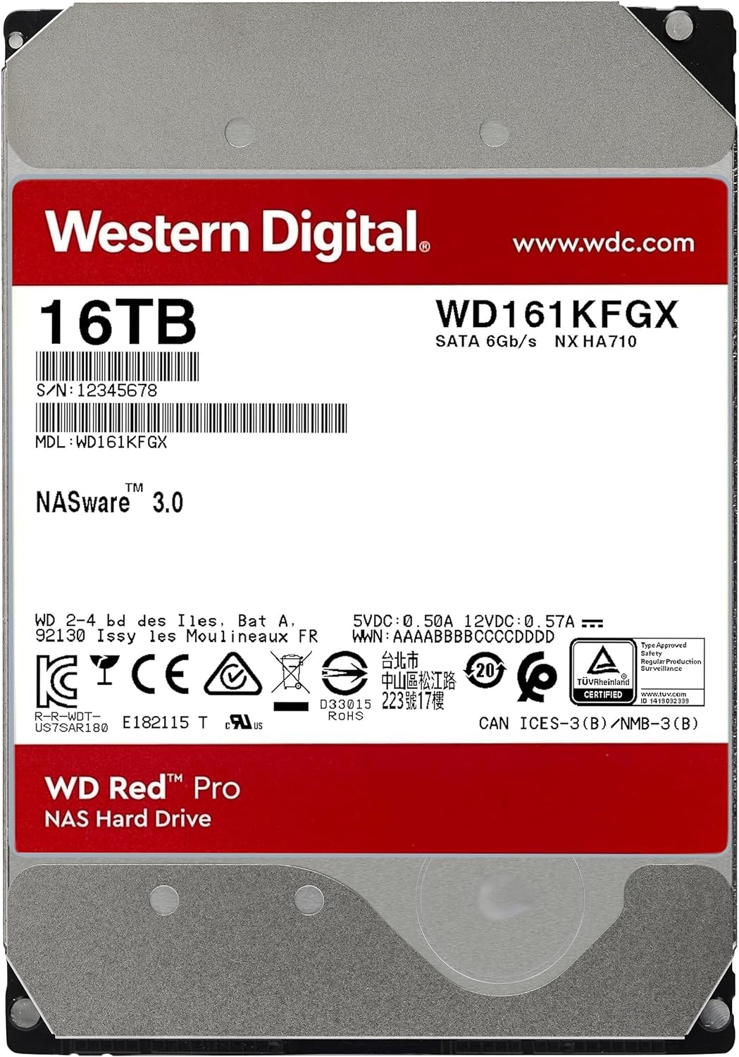 Жесткий диск для NAS систем HDD 16Tb Western Digital Red PRO SATA3 3,5