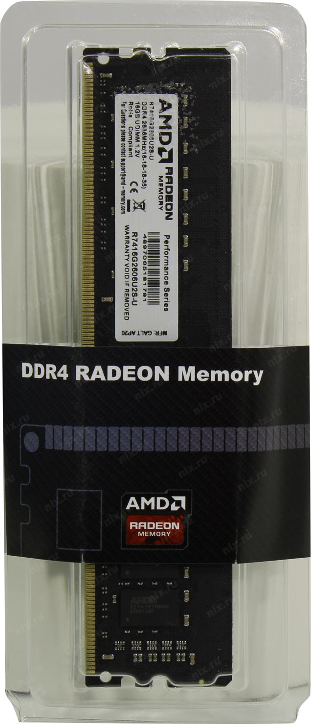 Оперативная память 16GB DDR4 2666MHz AMD Radeon R7 Performance Series R7416G2606U2S-U Retail Pack
