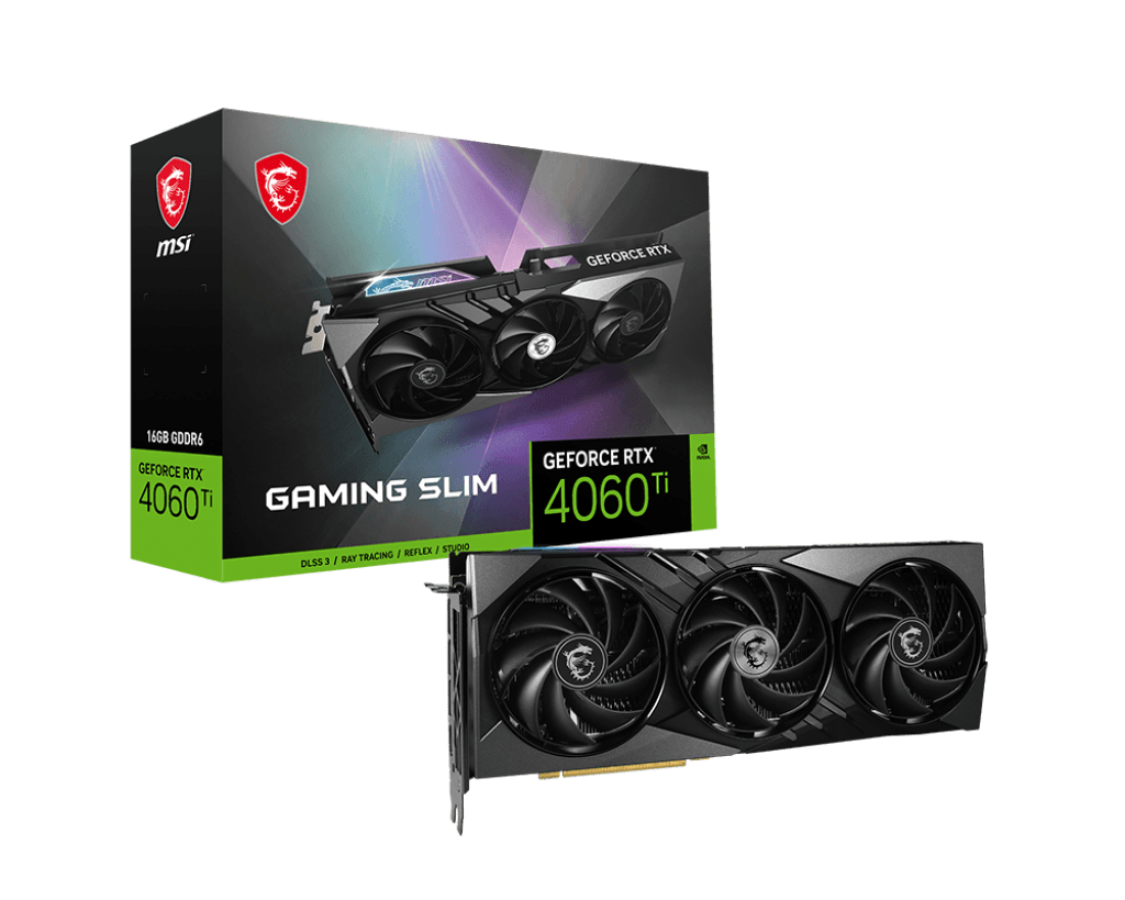 Видеокарта MSI GeForce RTX 4060TI GAMING SLIM 16G, GDDR6 HDMI 3xDP RTX 4060 TI GAMING SLIM 16G