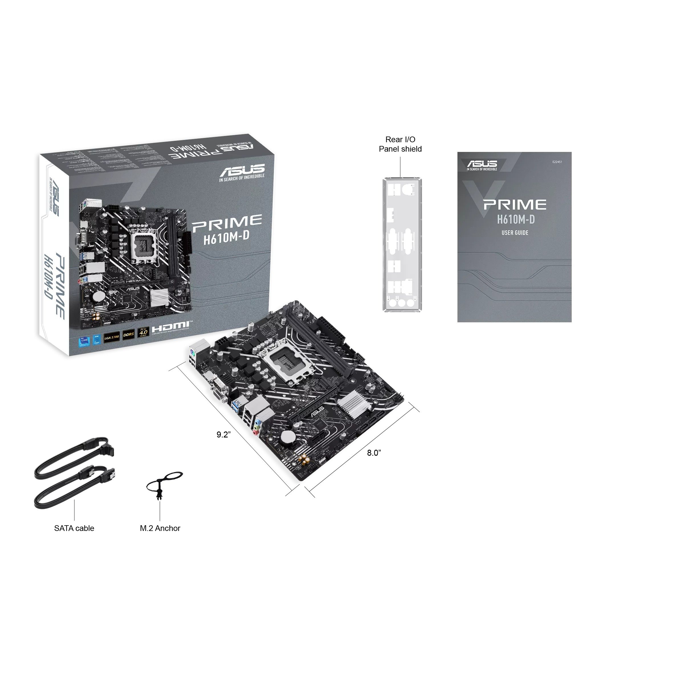 Материнская плата ASUS PRIME  H610M-D, LGA1700 2xDDR5 4xSATA3 M.2 VGA HDMI mATX