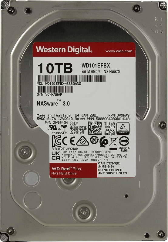 Жесткий диск для NAS систем HDD 10Tb Western Digital RED Plus SATA6Gb/s 3.5