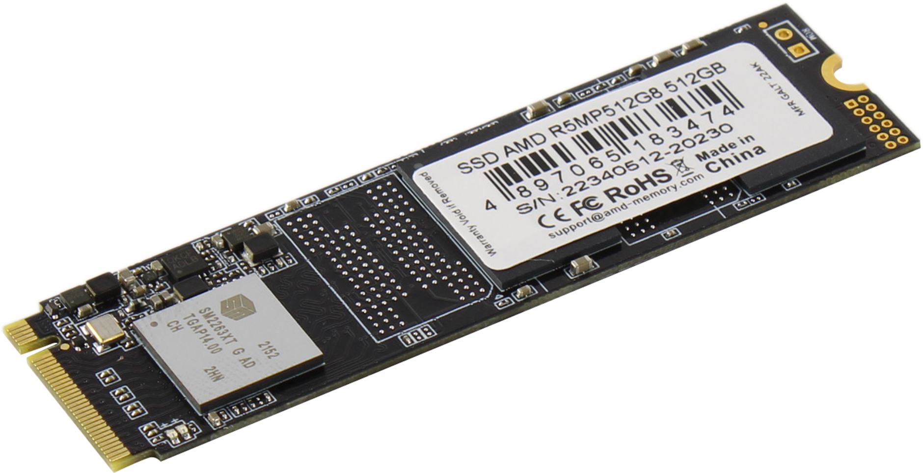 Твердотельный накопитель  512GB SSD AMD RADEON R5 M.2 2280 PCl-E R2000MB/s, W1600MB/s R5MP512G8