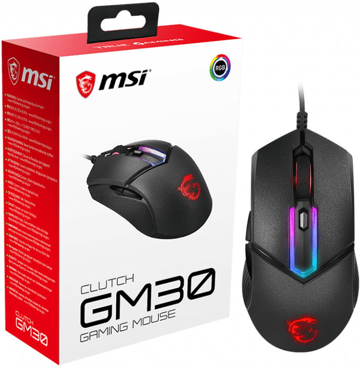 Мышь MSI Clutch GM30 Black GAMING Mouse USB2.0/кабель 2м/Вес 98г./Черный