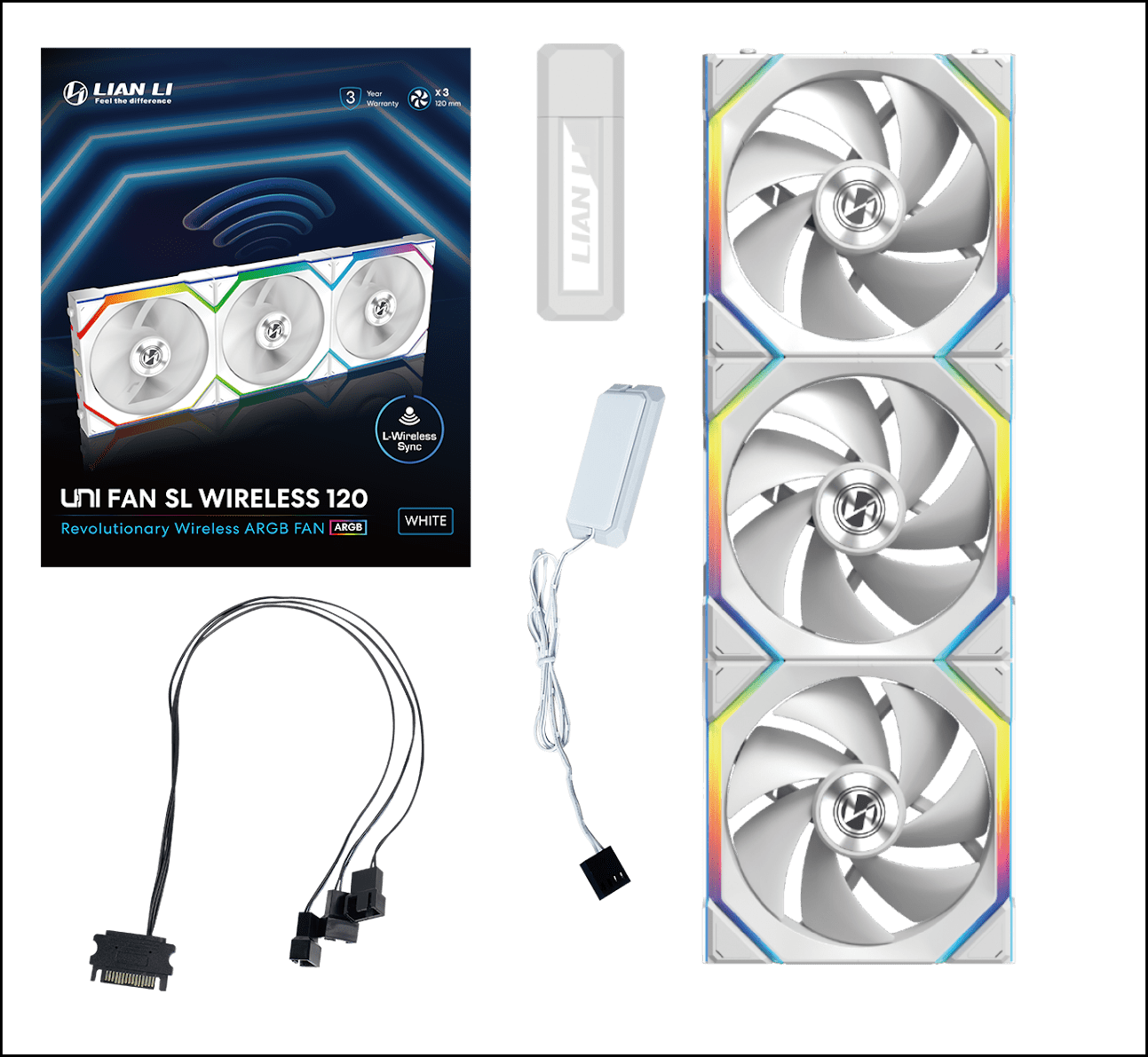 Вентилятор для корпуса Lian Li UNI FAN SL WIRELESS 120 3x120mm with controller White G99.12SL1W3W.00