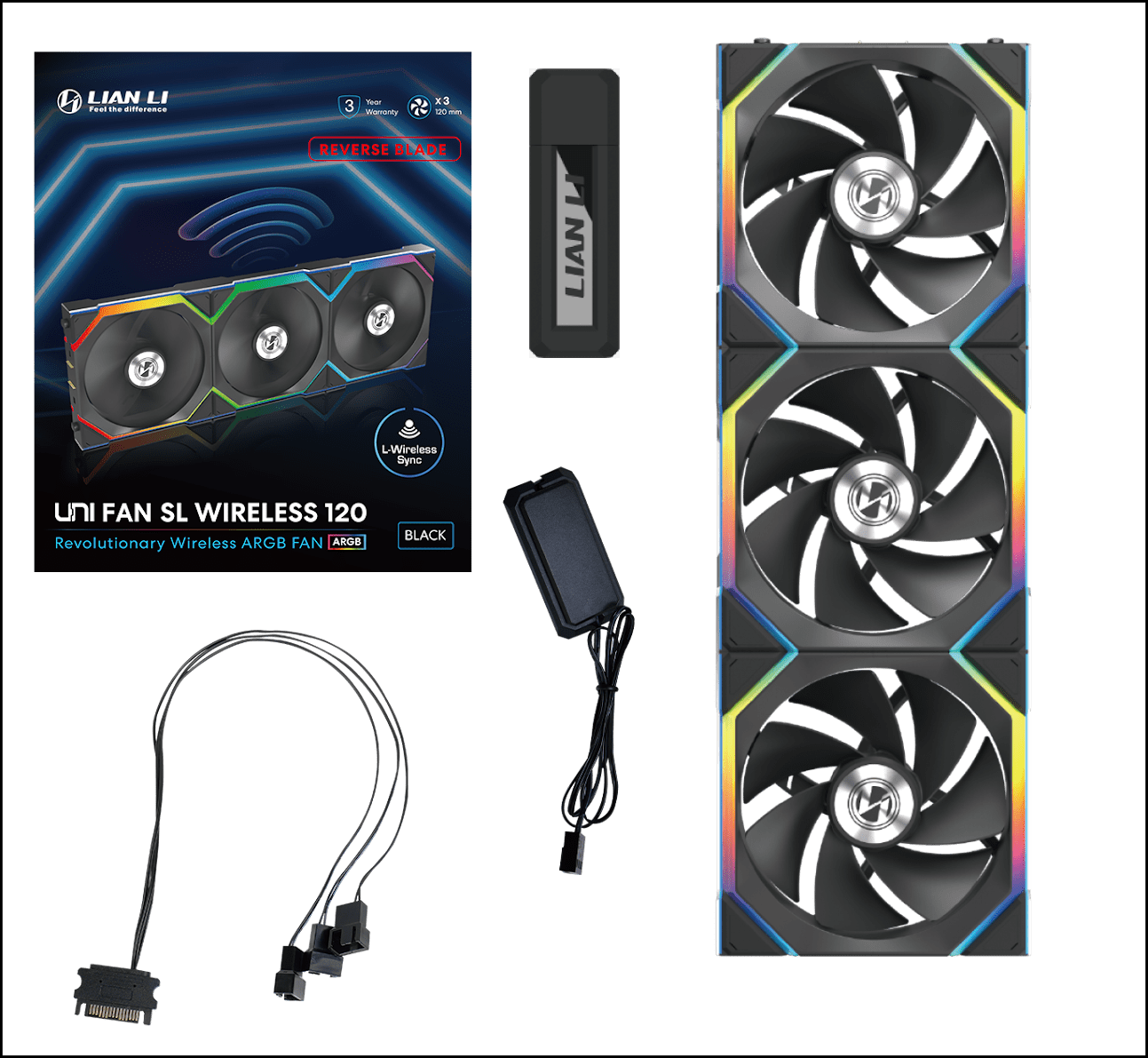 Вентилятор для корпуса Lian Li UNI FAN SL WIRELESS 120 Reverse Blade ARGB 3x120mm G99.12RSL1W3B.00