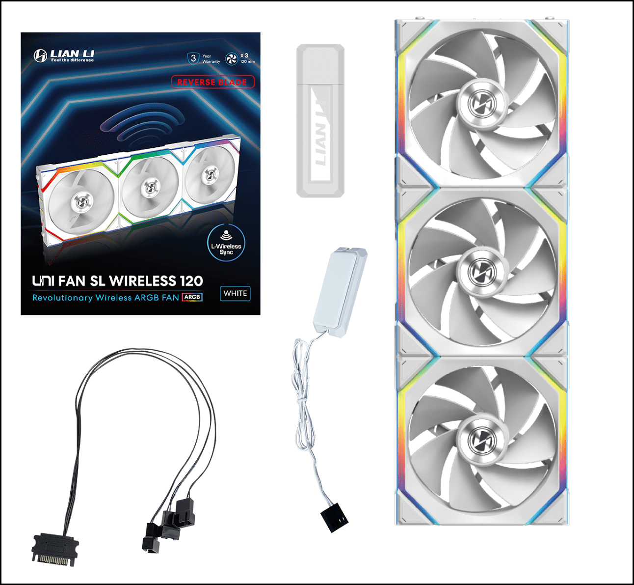 Вентилятор для корпуса Lian Li UNI FAN SL WIRELESS 120 3x120mm wit controller White G99.12RSL1W3W.00