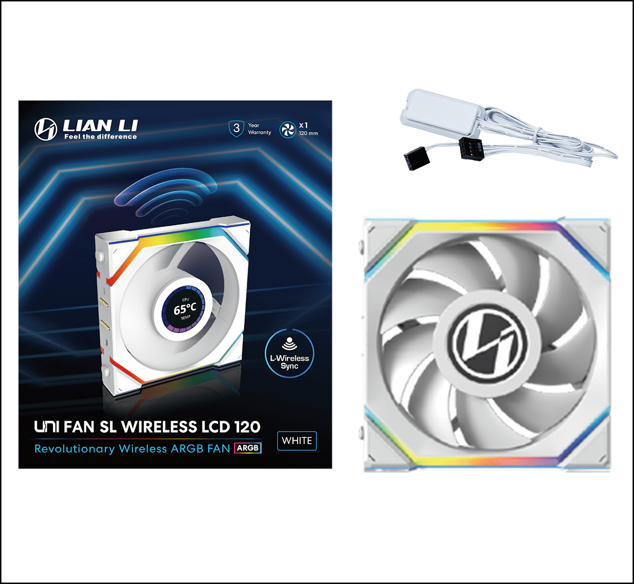 Вентилятор для корпуса Lian Li UNI FAN SL WIRELESS LCD 120mm No controller White G99.12SLLCD1W1W.00