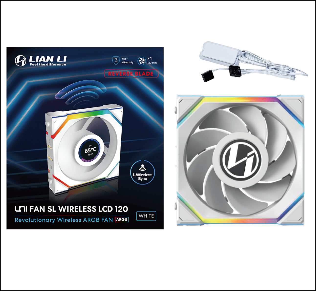 Вентилятор для корпуса Lian Li UNI FAN SL WIRELESS LCD 120mm No controller White G99.12RSLLCD1W1W.00