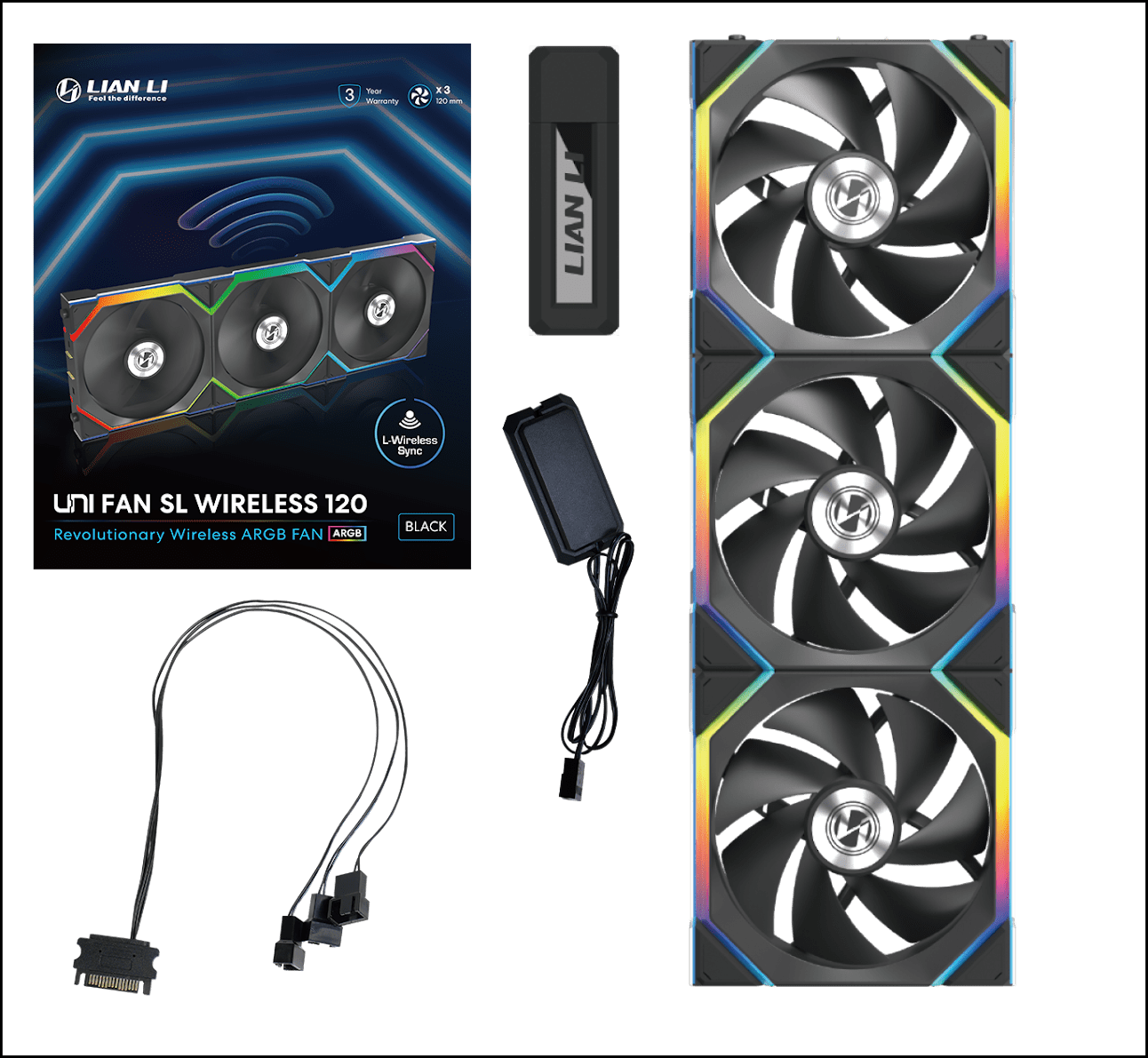 Вентилятор для корпуса Lian Li UNI FAN SL WIRELESS 120 3x120mm with controller Black G99.12SL1W3B.00