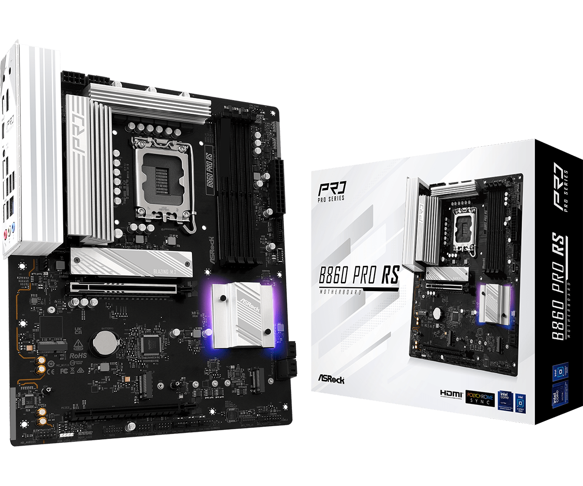 Материнская плата ASRock B860 PRO RS LGA1851 4xDDR5 4xSATA 3xM.2 1xHDMI 1xDP ATX