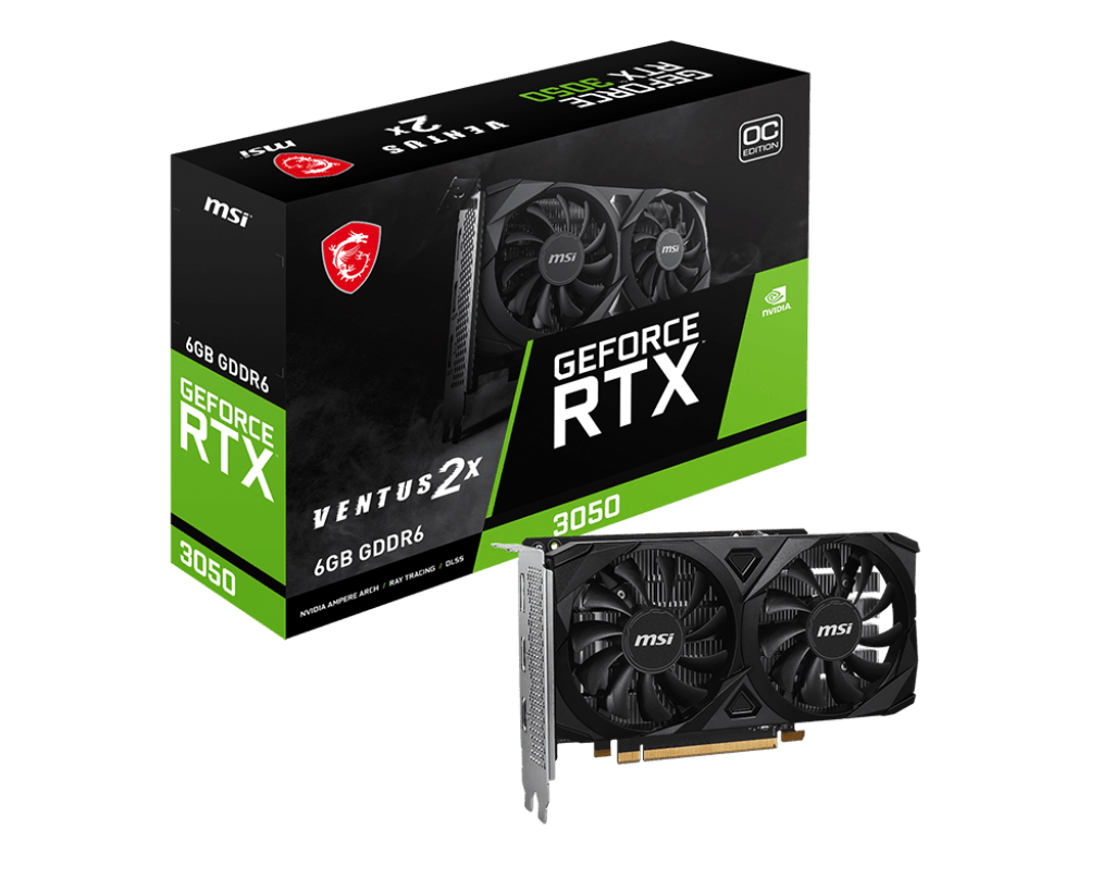 Видеокарта MSI GeForce RTX 3050 VENTUS 2X E 6G OC, 6G GDDR6 96-bit Gen4x16  2xHDMI DP
