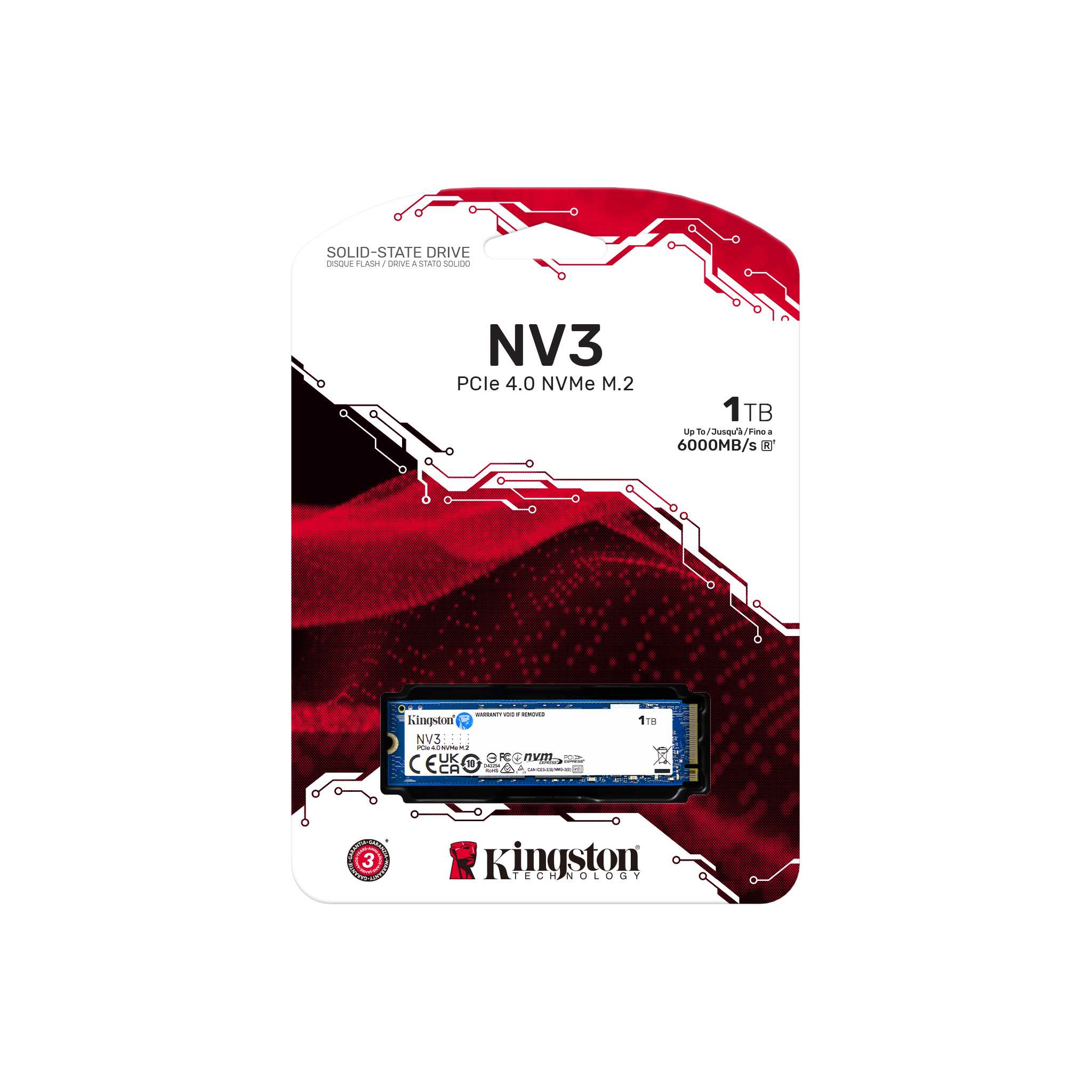 Твердотельный накопитель 1000GB SSD Kingston SNV3S/1000G M.2 Gen4 NVMe R6000MB/s W4000MB/s Retail