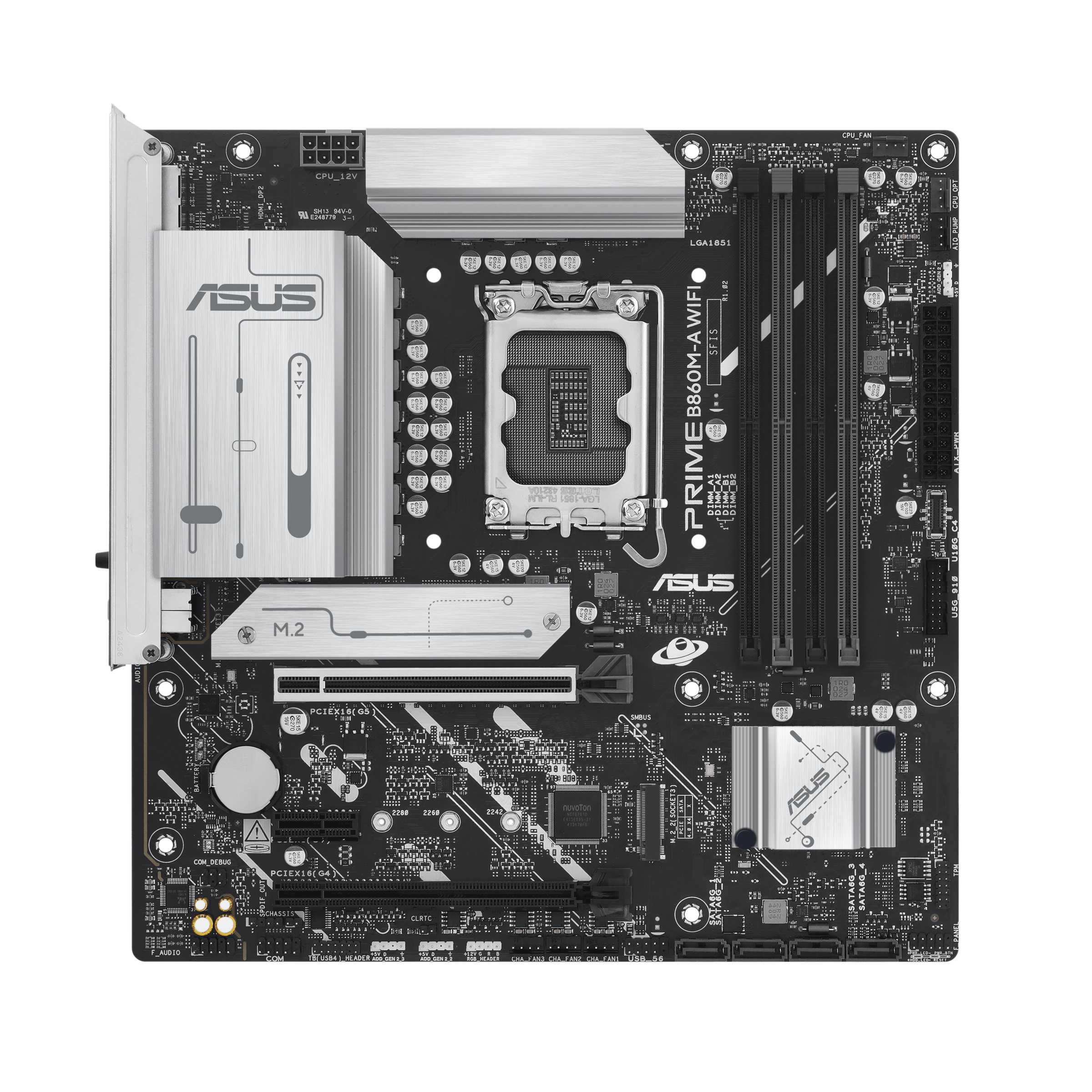 Материнская плата ASUS PRIME B860M-A WIFI, LGA1851 B860 4xDDR5 4xSATA 2xM.2 HDMI 2xDP USB-C mATX