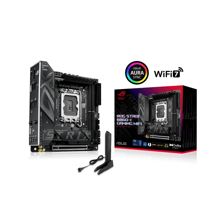 Материнская плата ASUS ROG STRIX B860-I GAMING WIFI, LGA1851 B860 2xDDR5 SATA M.2 HDMI DP USB-C mITX