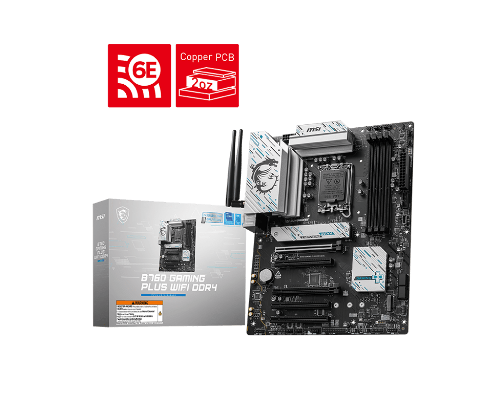 Материнская плата MSI B760 GAMING PLUS WIFI DDR4 LGA1700 B760 4xDDR4 4xSATA3 RAID 2xM.2 HDMI DP ATX