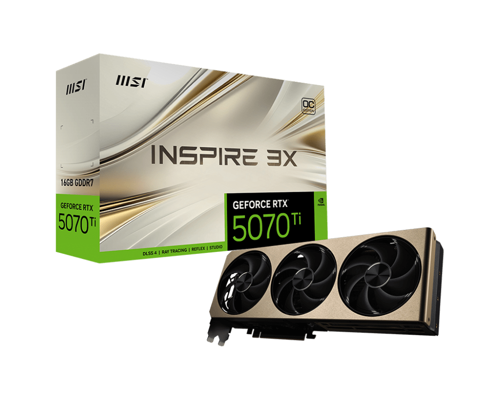 Видеокарта MSI GeForce RTX 5070 Ti 16G INSPIRE 3X OC, 16Gb GDDR7 256-bit 1xHDMI 3xDP G507T-16I3C