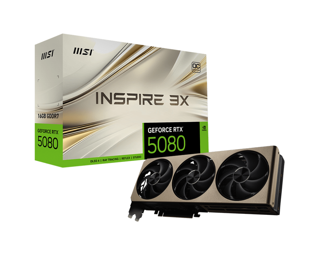 Видеокарта MSI GeForce RTX 5080 16G INSPIRE 3X OC, 16Gb GDDR7 256-bit 1xHDMI 3xDP
