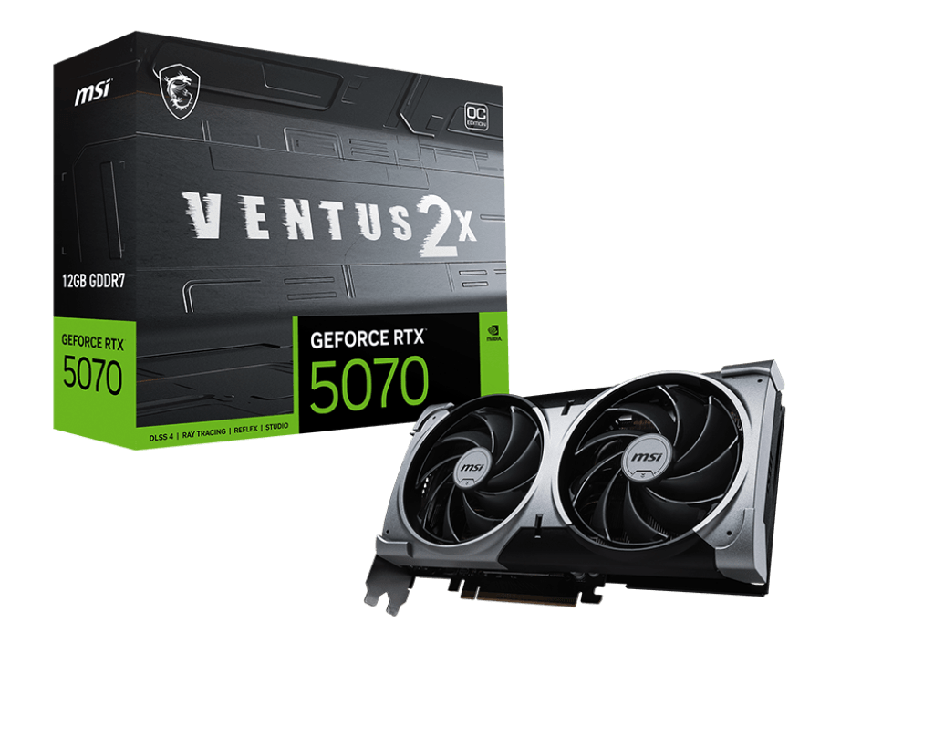 Видеокарта MSI GeForce RTX 5070 12G VENTUS 2X OC, 12Gb GDDR7 192-bit 1xHDMI 3xDP G5070-12V2C