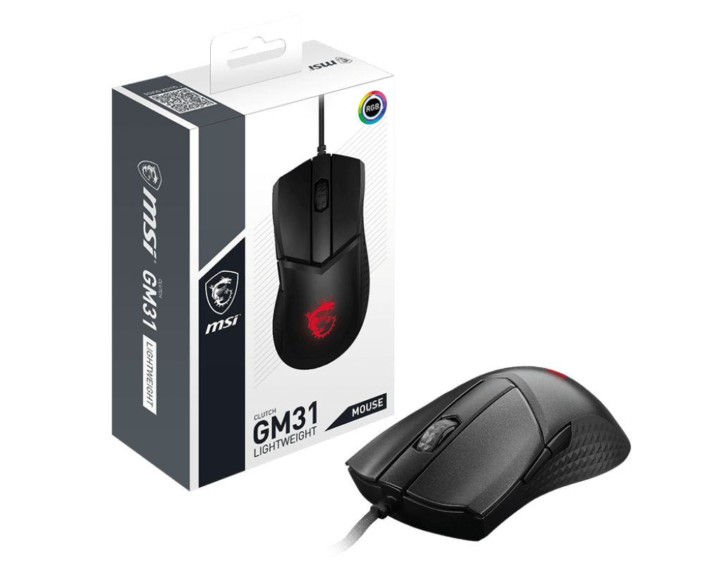 Мышь MSI Clutch Clutch GM31 LIGHTWEIGHT RGB USB2.0/кабель 2м/Вес 174г./Черный