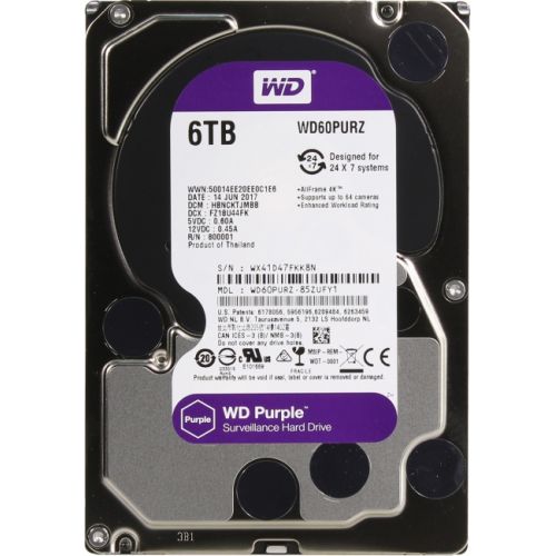Жесткий диск для видеонаблюдения HDD  6Tb Western Digital Purple SATA 6Gb/s 64Mb 3,5