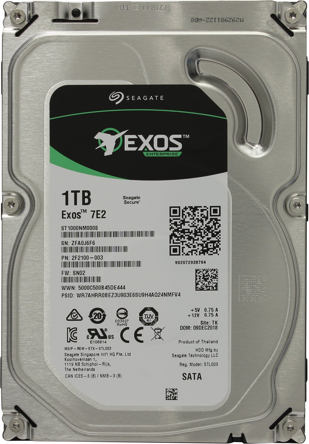 Корпоративный жесткий диск  1Tb Seagate Enterprise EXOS 7E2 ST1000NM0008 SATA3 3.5