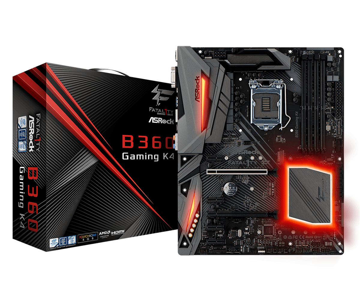 Материнская плата ASRock B360 GAMING K4 LGA1151 INTEL B360 4xDDR4 6xSATA3 D-Sub 1xHDMI 1xDP ATX