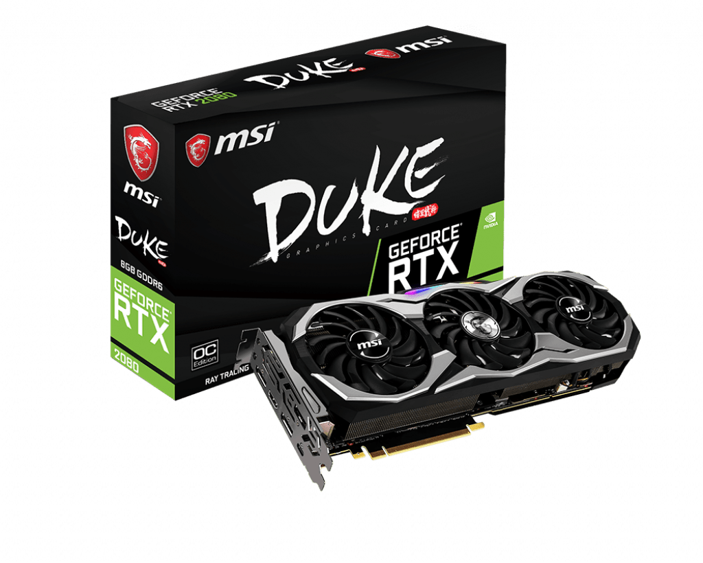 Видеокарта MSI GeForce RTX2080, 8G GDDR6 256-bit 1xHDMI 3xDP 1xUSB Type-C RTX 2080 DUKE 8G OC