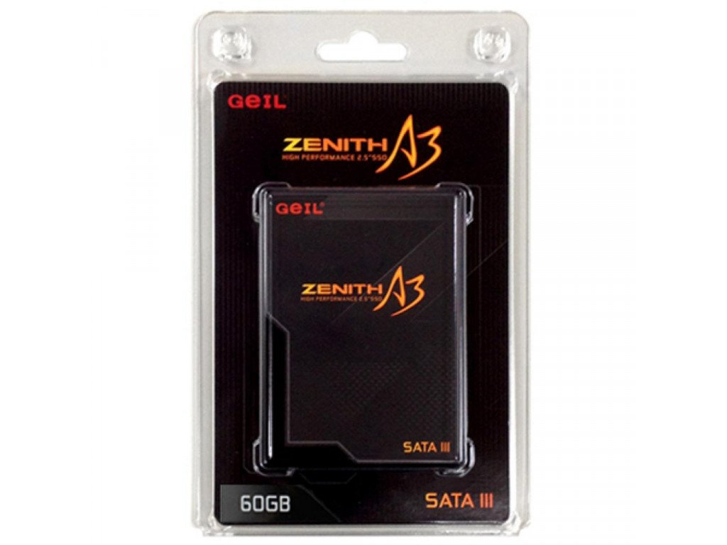 Твердотельный накопитель   60GB SSD GEIL GZ25A3-60G ZENITH A3 2.5” SATAIII R410Mb/s, W65MB/s Retail