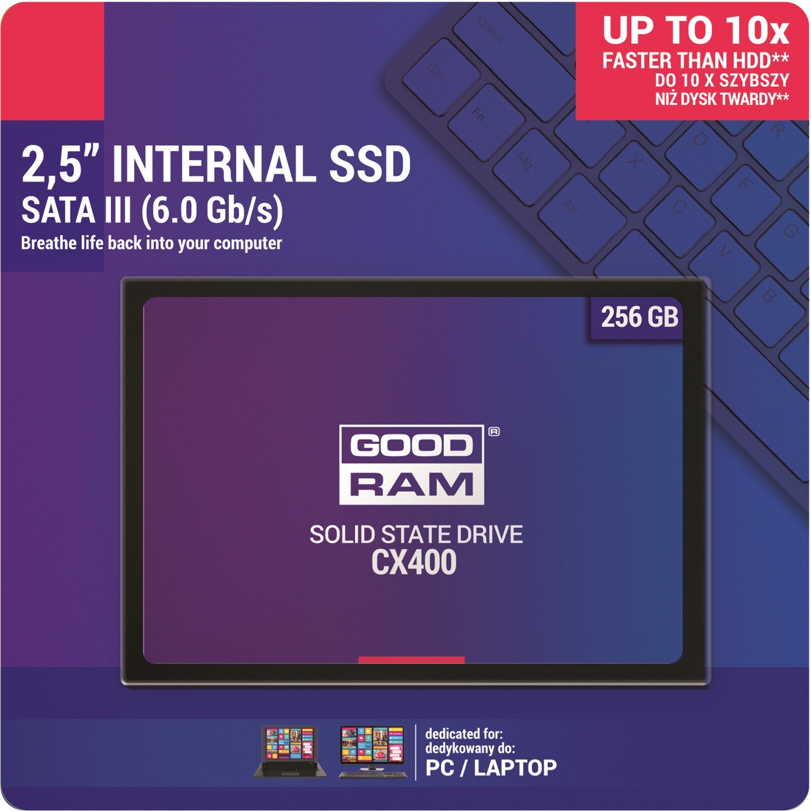 Твердотельный накопитель  256GB SSD GOODRAM CX 400 2.5” SATA3 R550Mb/s W490MB/s 7mm SSDPR-CX400-256
