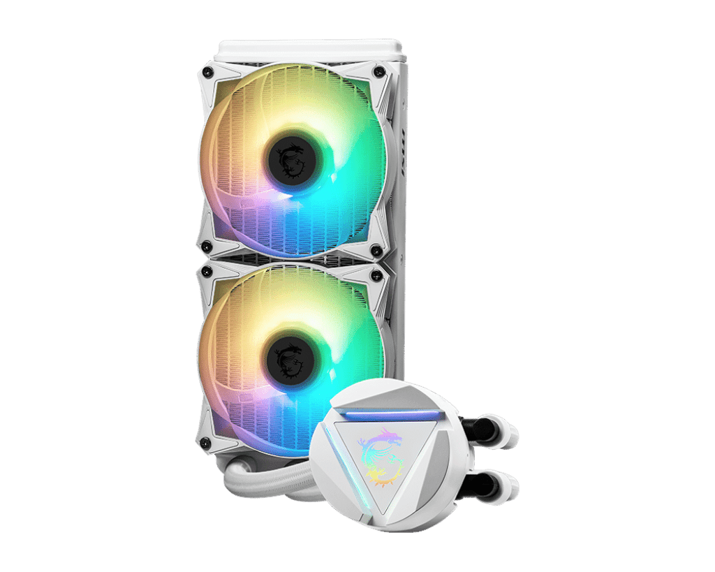 Водяное охлаждение для CPU MSI MAG CORELIQUID 240R V2 WHITE. Socket Intel/AMD, Fan 2x120см, ARGB