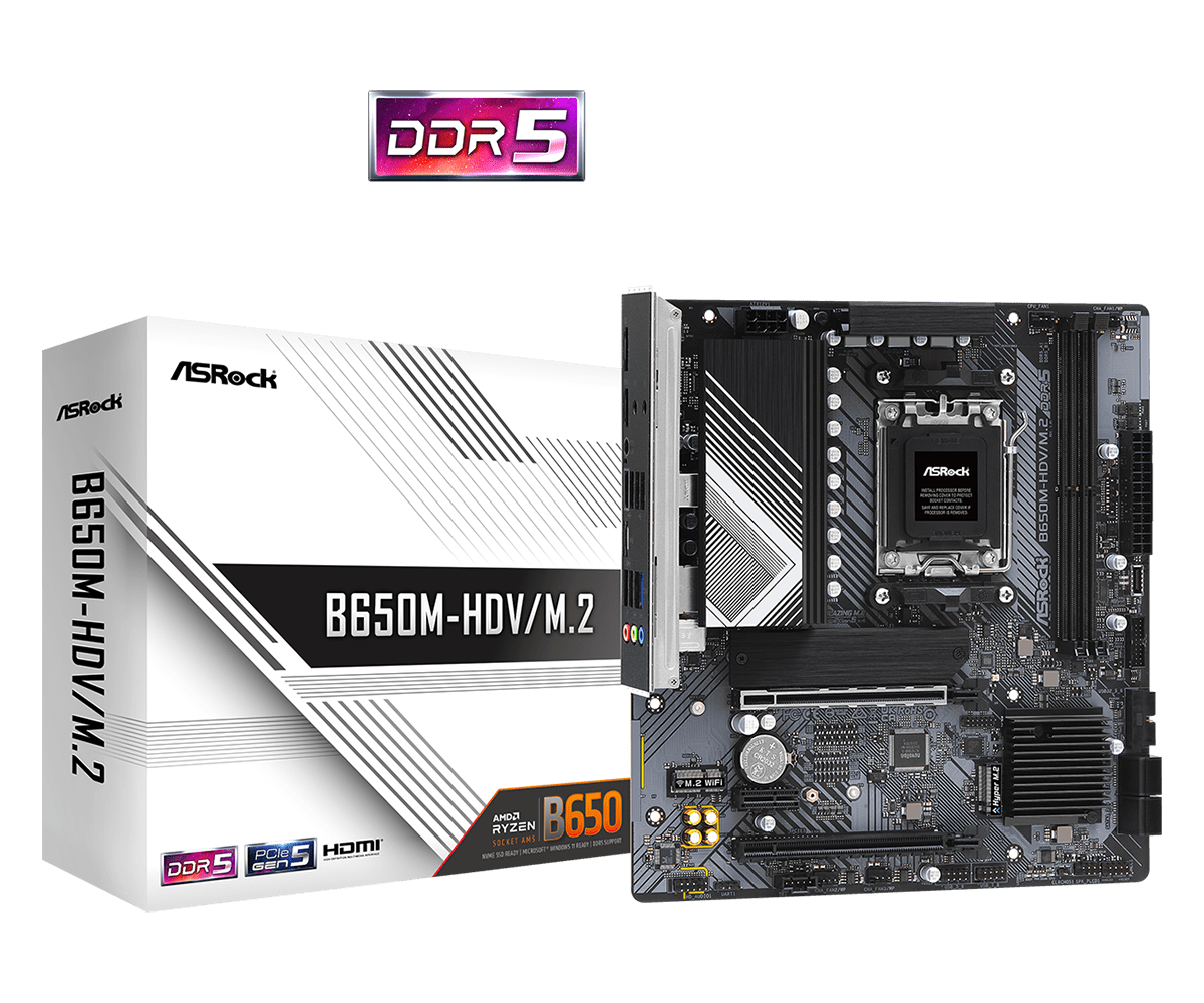 Материнская плата ASRock B650M-HDV/M.2 AM5 2xDDR5 4xSATA3 2xM.2 HDMI DP mATX