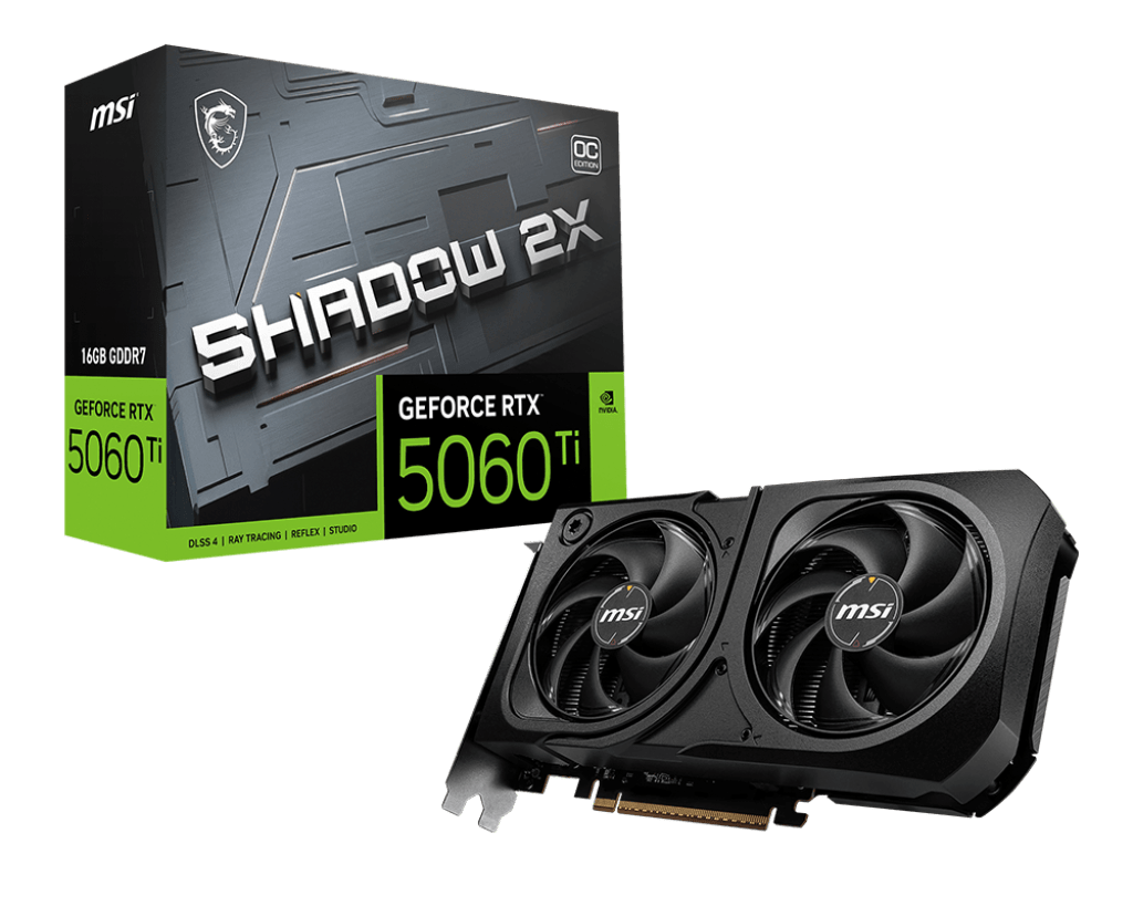 Видеокарта MSI GeForce RTX 5060 Ti 16G SHADOW 2X OC PLUS, 16Gb GDDR7 128-bit HDMI 3xDP G506T-16S2CP