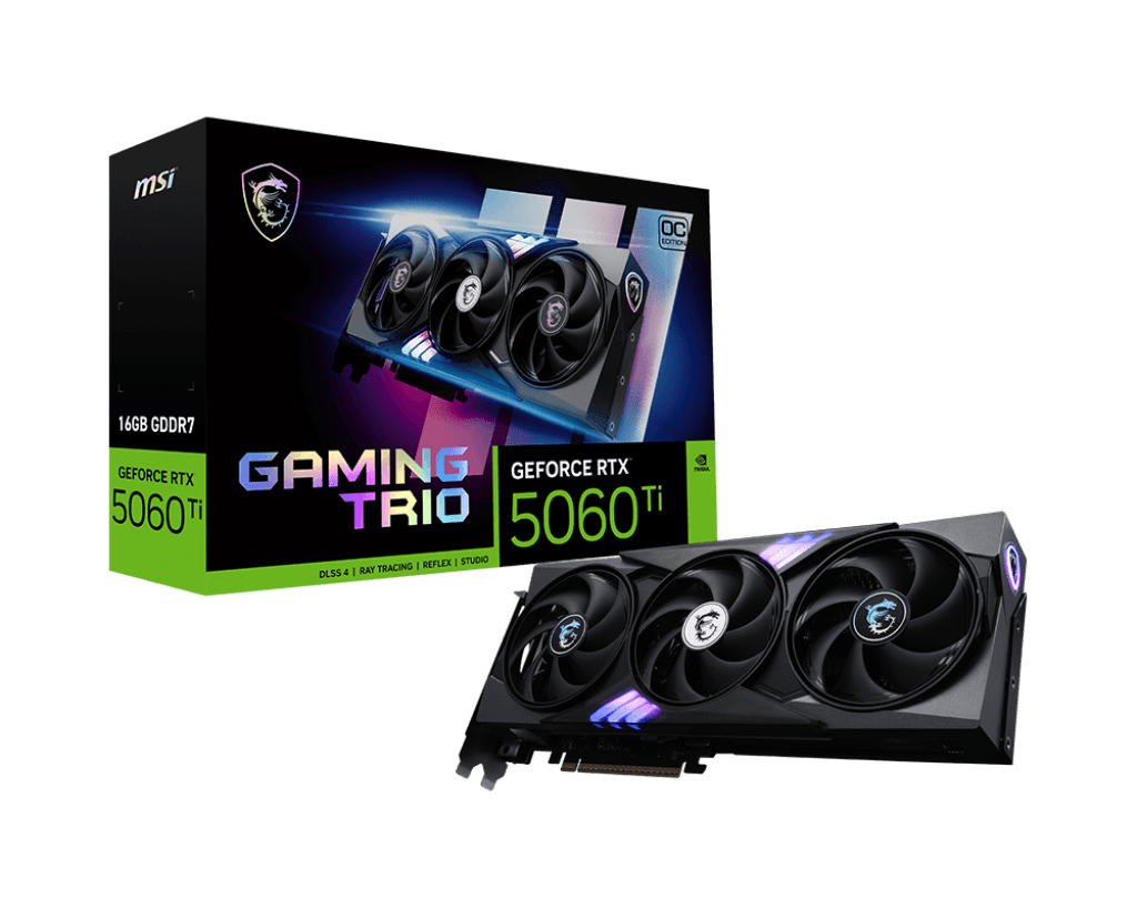 Видеокарта MSI GeForce RTX 5060 Ti 16G GAMING TRIO OC, 16Gb GDDR7 128-bit 1xHDMI 3xDP G506T-16GTC