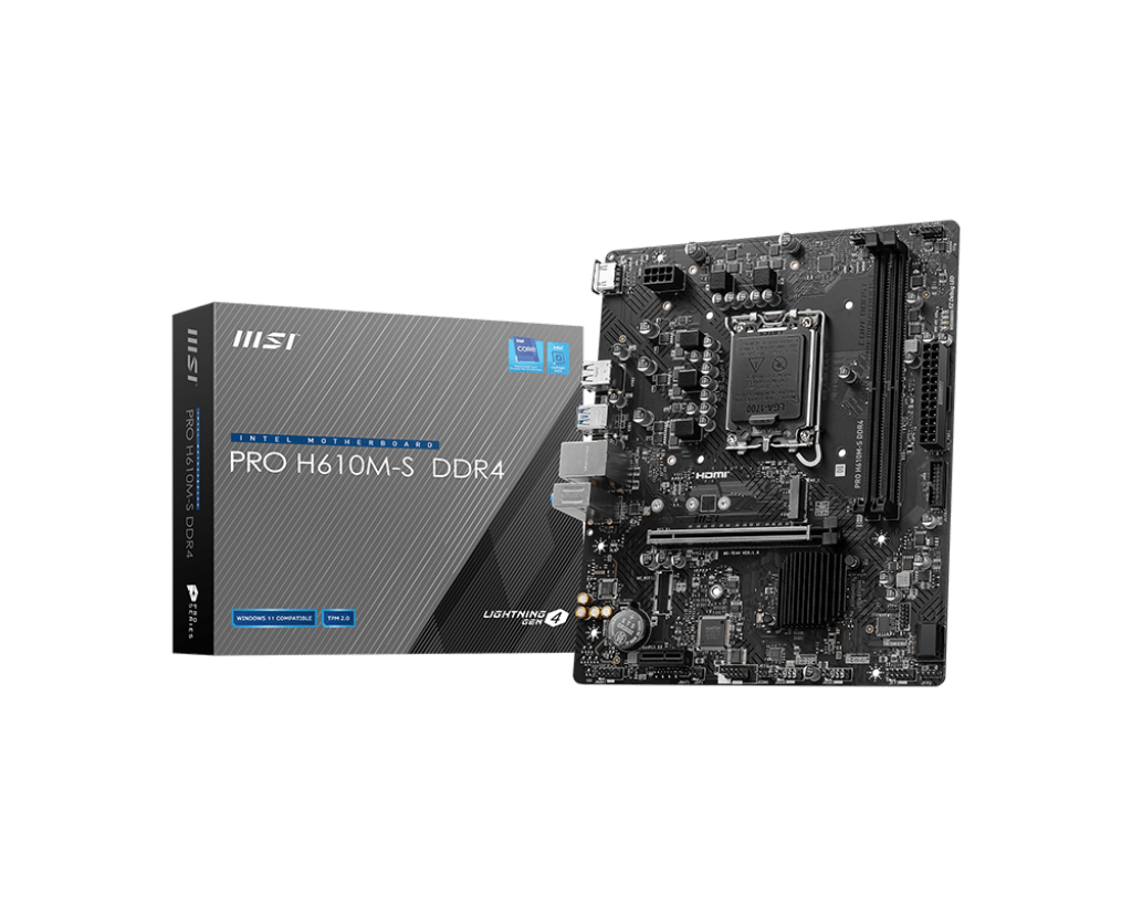 Материнская плата MSI PRO H610M-S DDR4 LGA1700 H610 2xDDR4 2xSATA 1xM.2 1xHDMI mATX