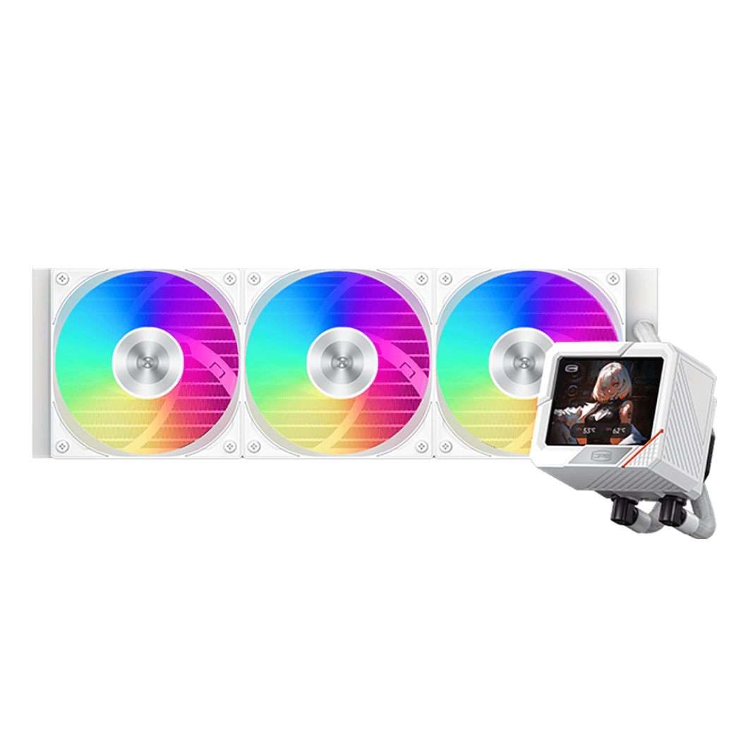 Водяное охлаждение для CPU PCCooler GT360 ARGB Display WH 115X/1200/1700/1851/AM4/AM5 Белый