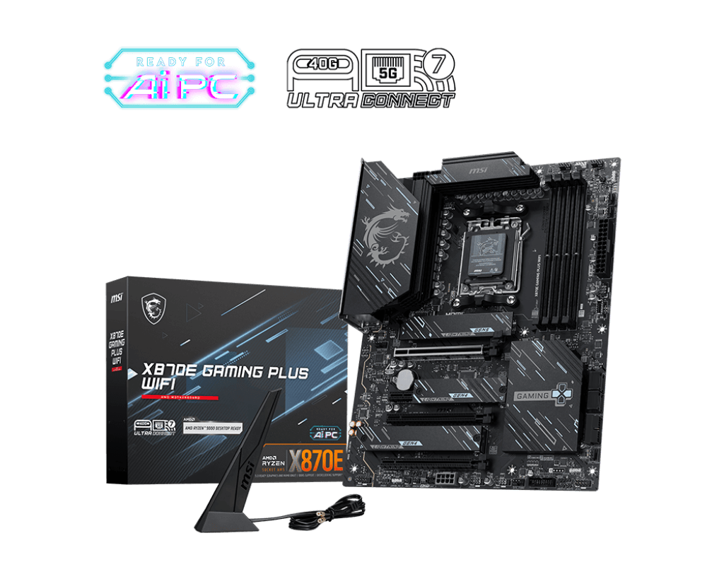 Материнская плата MSI X870E GAMING PLUS WIFI AM5 4xDDR5 4xSATA3 RAID 3xM.2 HDMI 2xType-C(DP) ATX