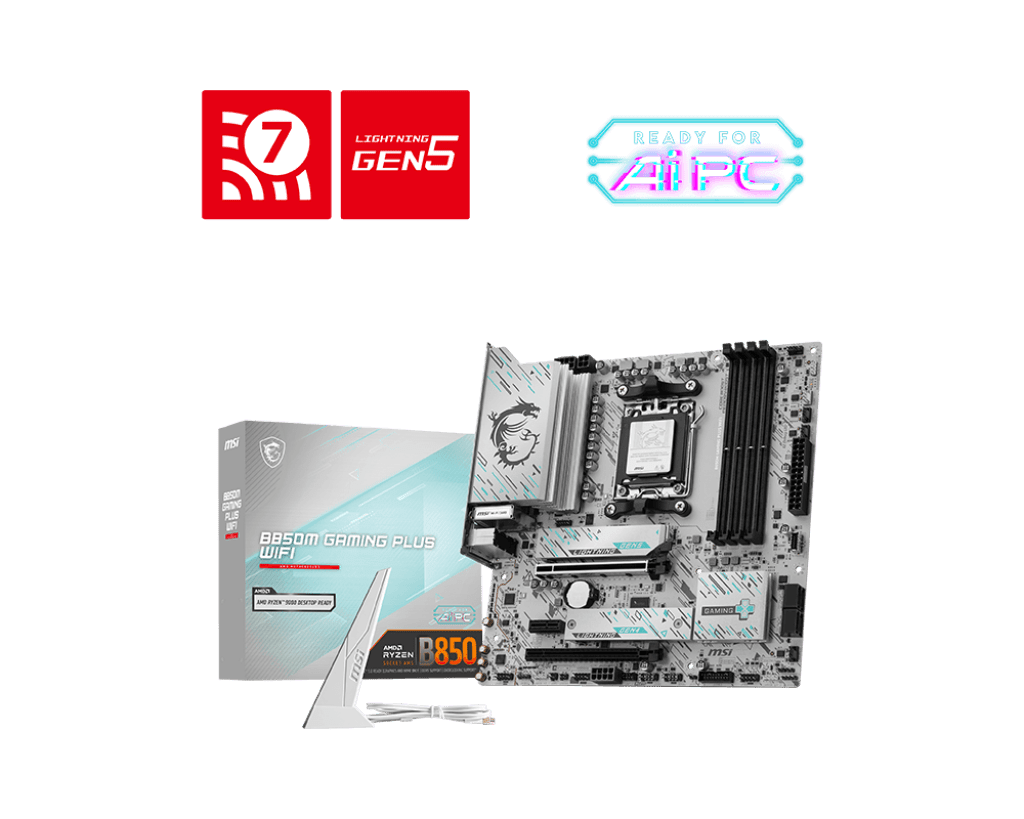 Материнская плата MSI B850M GAMING PLUS WIFI AM5 4xDDR5 4xSATA3 RAID 3xM.2 HDMI DP 2xType-C(DP) mATX