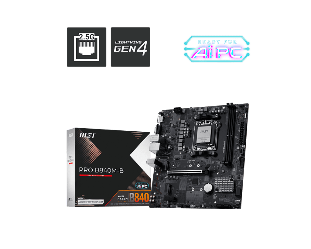 Материнская плата MSI PRO B840M-B AM5 2xDDR5 4xSATA3 RAID 2xM.2 HDMI VGA mATX