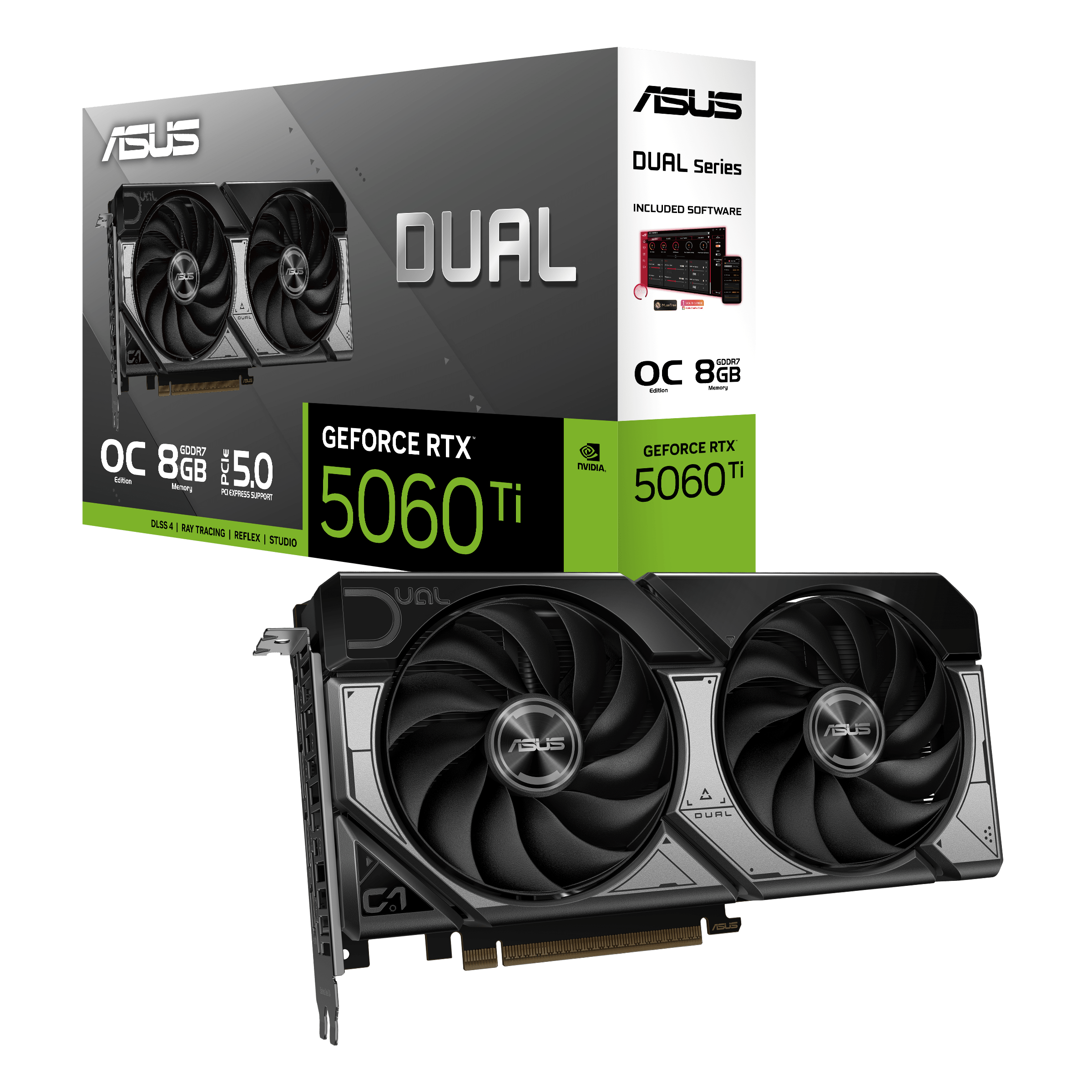 Видеокарта ASUS GeForce DUAL-RTX5060TI-O8G, 8GB GDDR7 128-bit 1xHDMI 3xDP DUAL-RTX5060TI-O8G