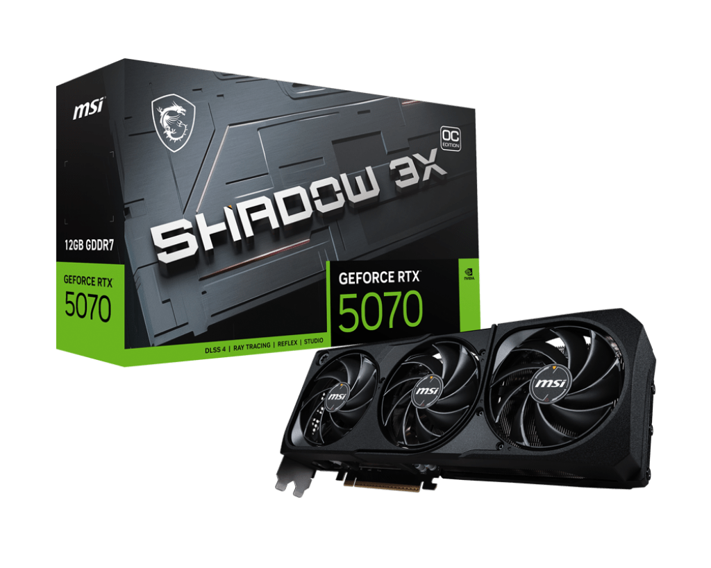 Видеокарта MSI GeForce RTX 5070 12G SHADOW 3X OC, 12Gb GDDR7 192-bit 1xHDMI 3xDP G5070-12S2C