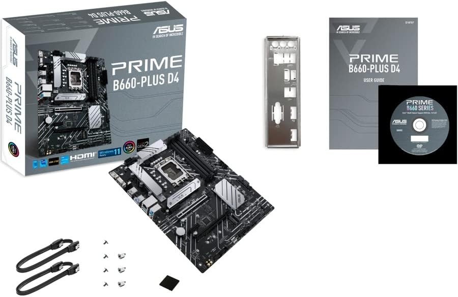 Материнская плата ASUS PRIME B660-PLUS D4, LGA1700 4xDDR4 4xSATA3 3xM.2 RAID D-Sub HDMI DP ATX