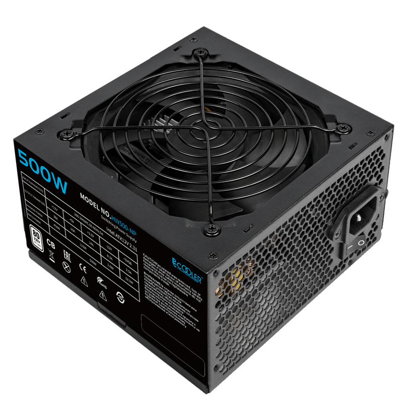Блок питания PCCooler  HW500-NP, 500W, Non Modular, 80+, Fan 120mm, HW500-NP