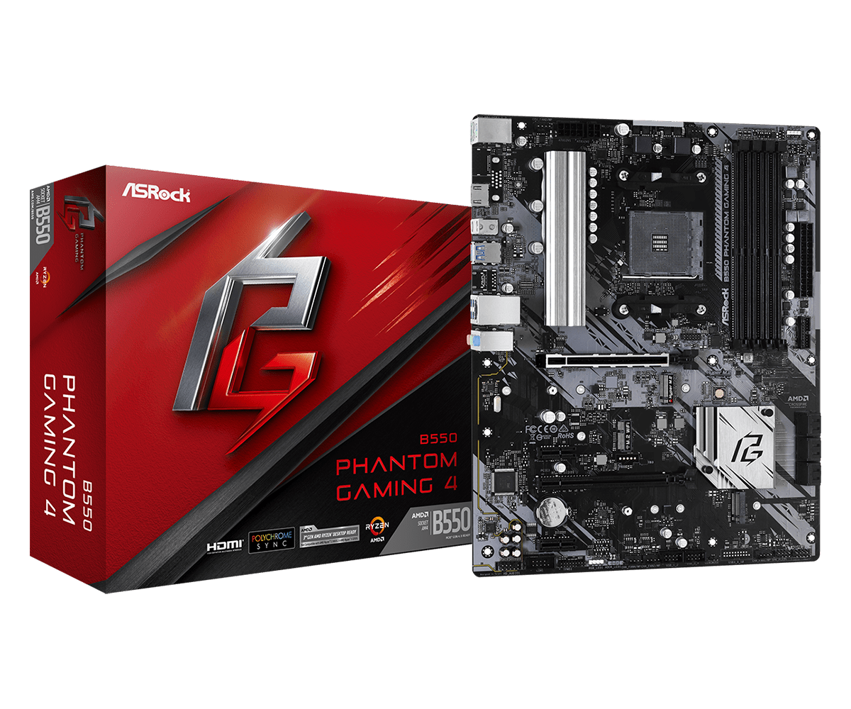Материнская плата ASRock B550 PHANTOM GAMING 4 AM4 4xDDR4 6xSATA3 2xM.2 HDMI ATX