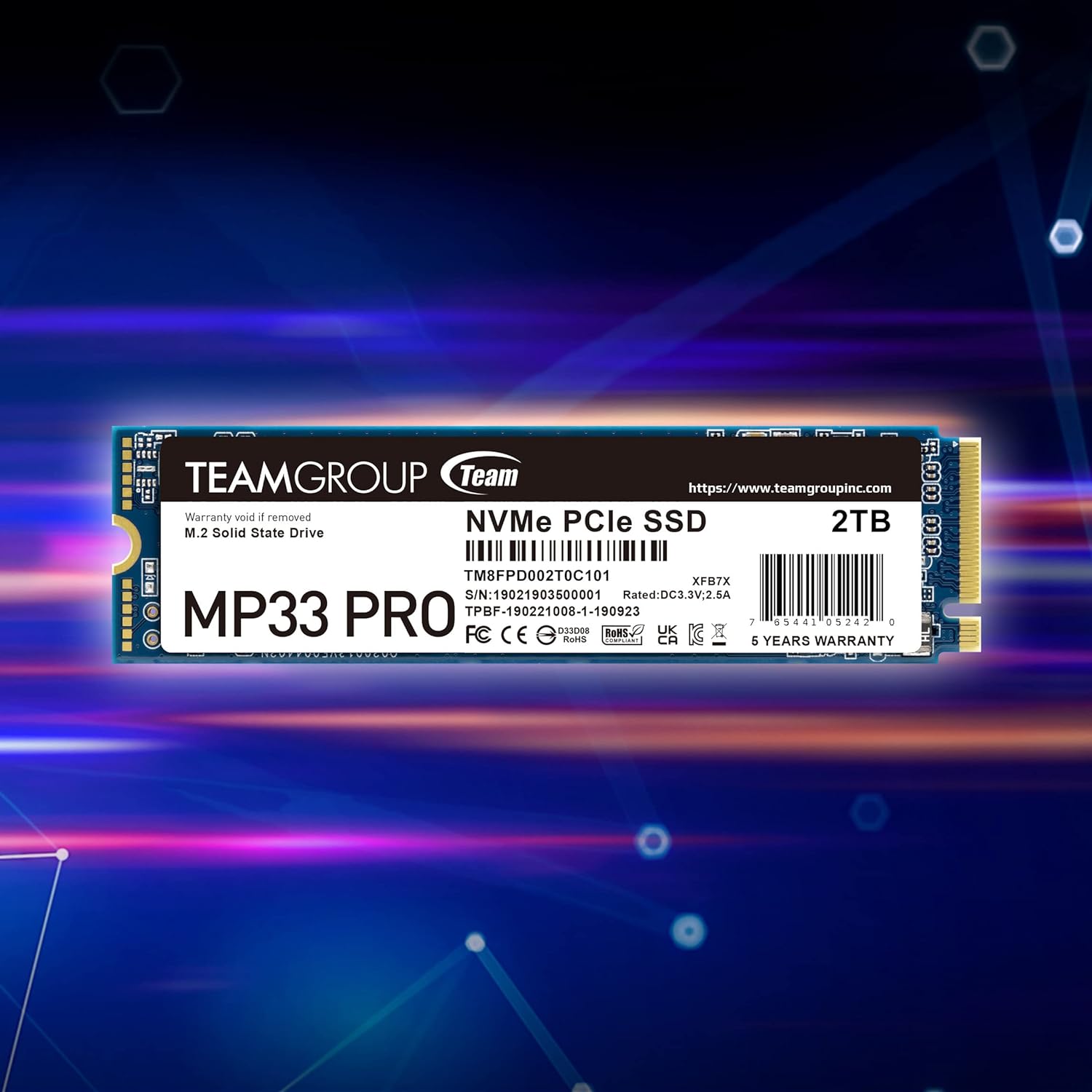Твердотельный накопитель 2000GB SSD TeamGroup MP33 PRO M.2 NVMe R3500Mb/s W3000MB/s TM8FPD002T0C101