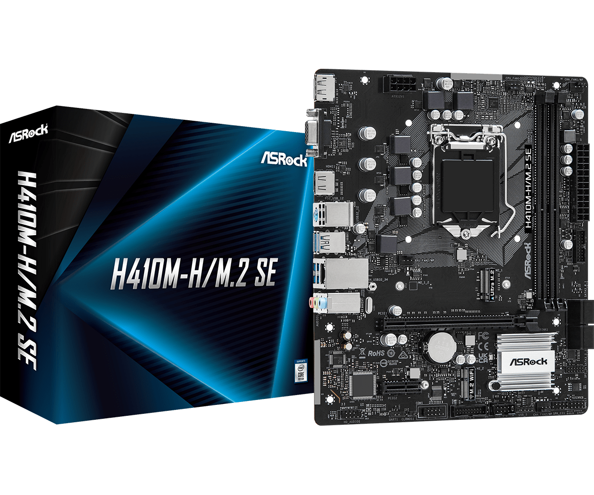 Материнская плата ASRock H410M-H/M.2 SE LGA1200 2xDDR4 4xSATA D-Sub HDMI DP mATX