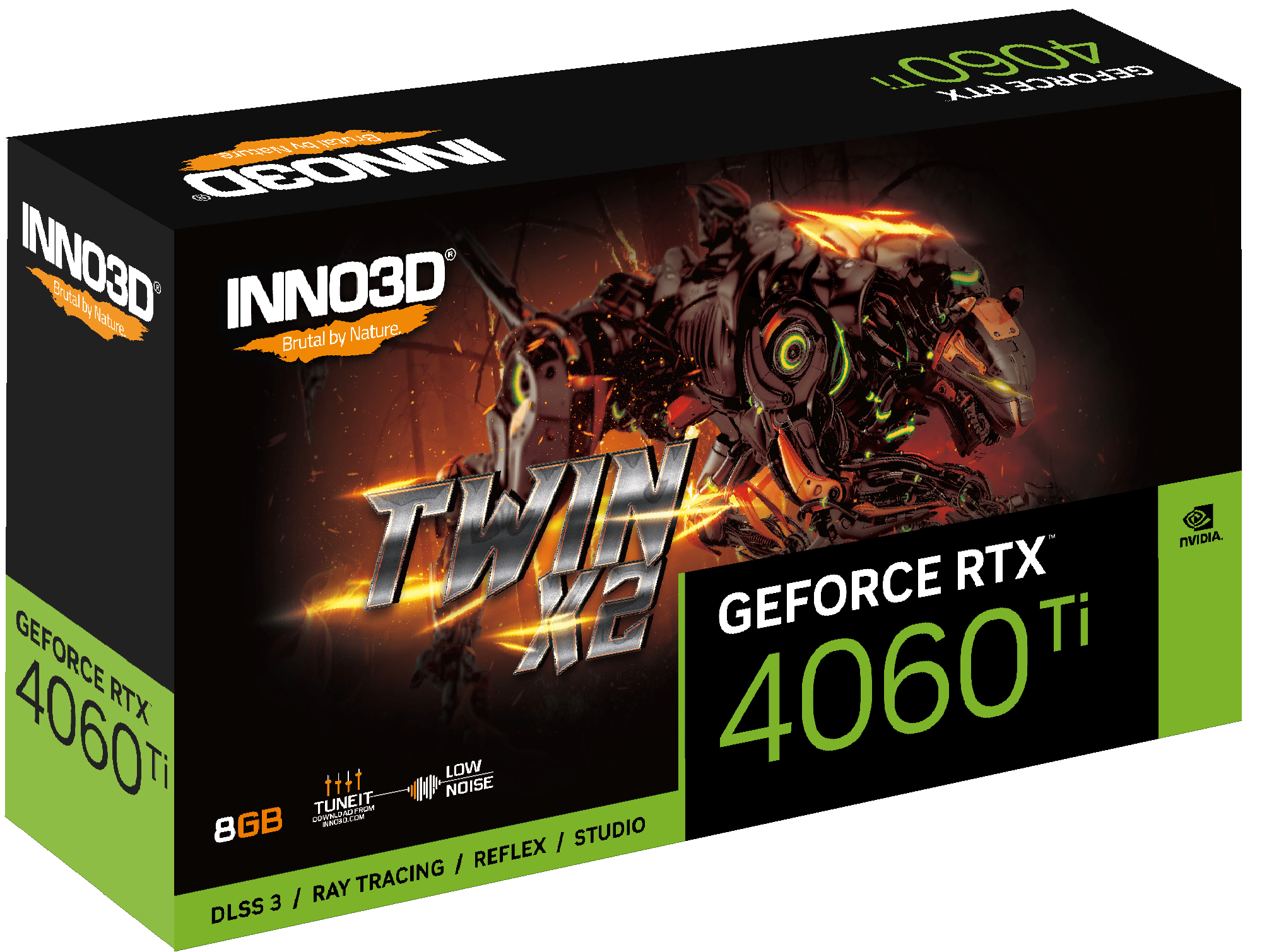 Видеокарта Inno3D GeForce RTX4060Ti 8Gb TWIN X2  GDDR6 128-bit HDMI 3xDP N406T2-08D6-171153N